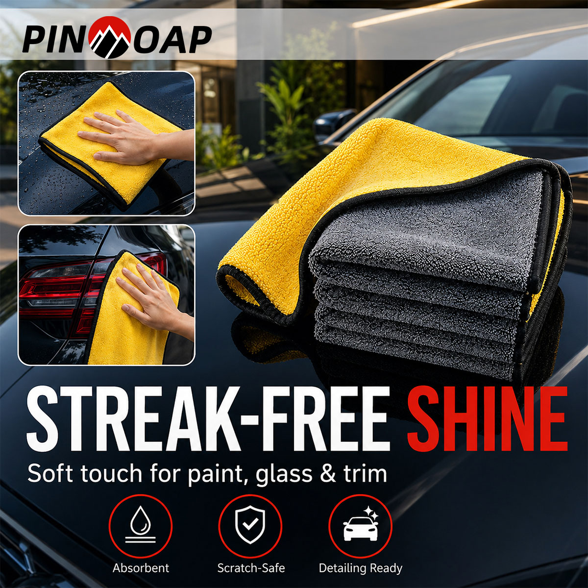 PINMOAP 1/3/5/10 шт. Салфетки  – обзор и цена Microfiber Towel Detailing
